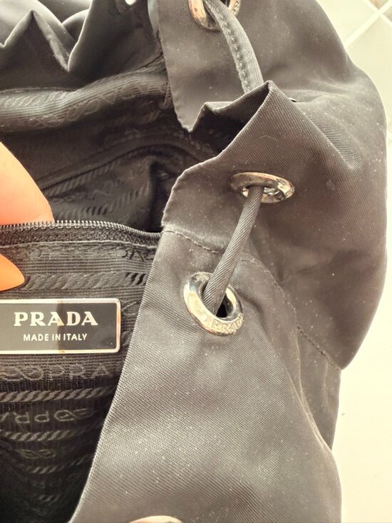 Vintage Prada Tessuto Nylon Backpack Black Triangle Logo 90s Made in Italy main image 7